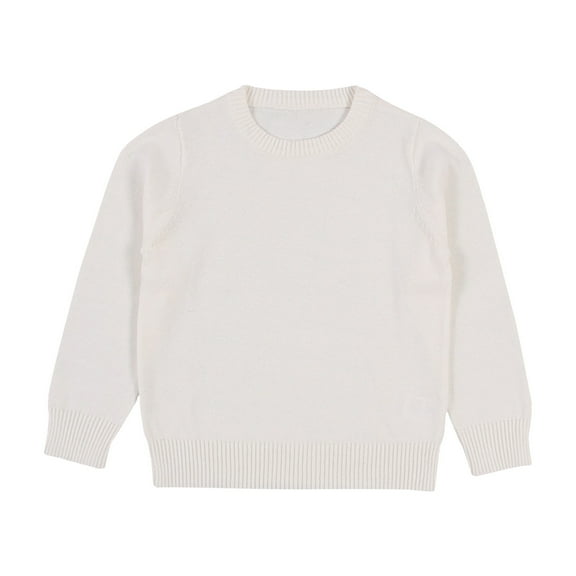 FAIWAD Unisex Boys Girls Fall Winter Solid Color Thick Sweaters Long Sleeve Crochet Knit Pullover Kids Uniform Tops