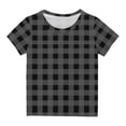 thumbnail image 1 of FAIWAD Unisex Boys Girls Summer T-Shirts Short Sleeve Plaid Print Pullover Tops Casual Baggy Going Out Tops, 1 of 5