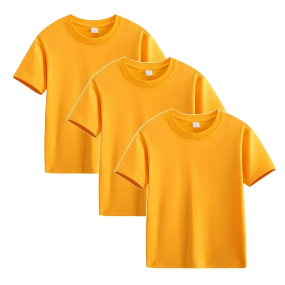 FAIWAD Unisex Kids Cotton T-Shirts 3-Pack Boys Girls Crewneck Short Sleeve Basic Pullover Tops Sweat Tees