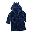 thumbnail image 1 of FAIWAD Unisex Toddler Plush Hooded Bathrobe Kids Boys Girls Cute Fleece Fuzzy Robe Warm Sleepwear Gown with Belt, 1 of 3