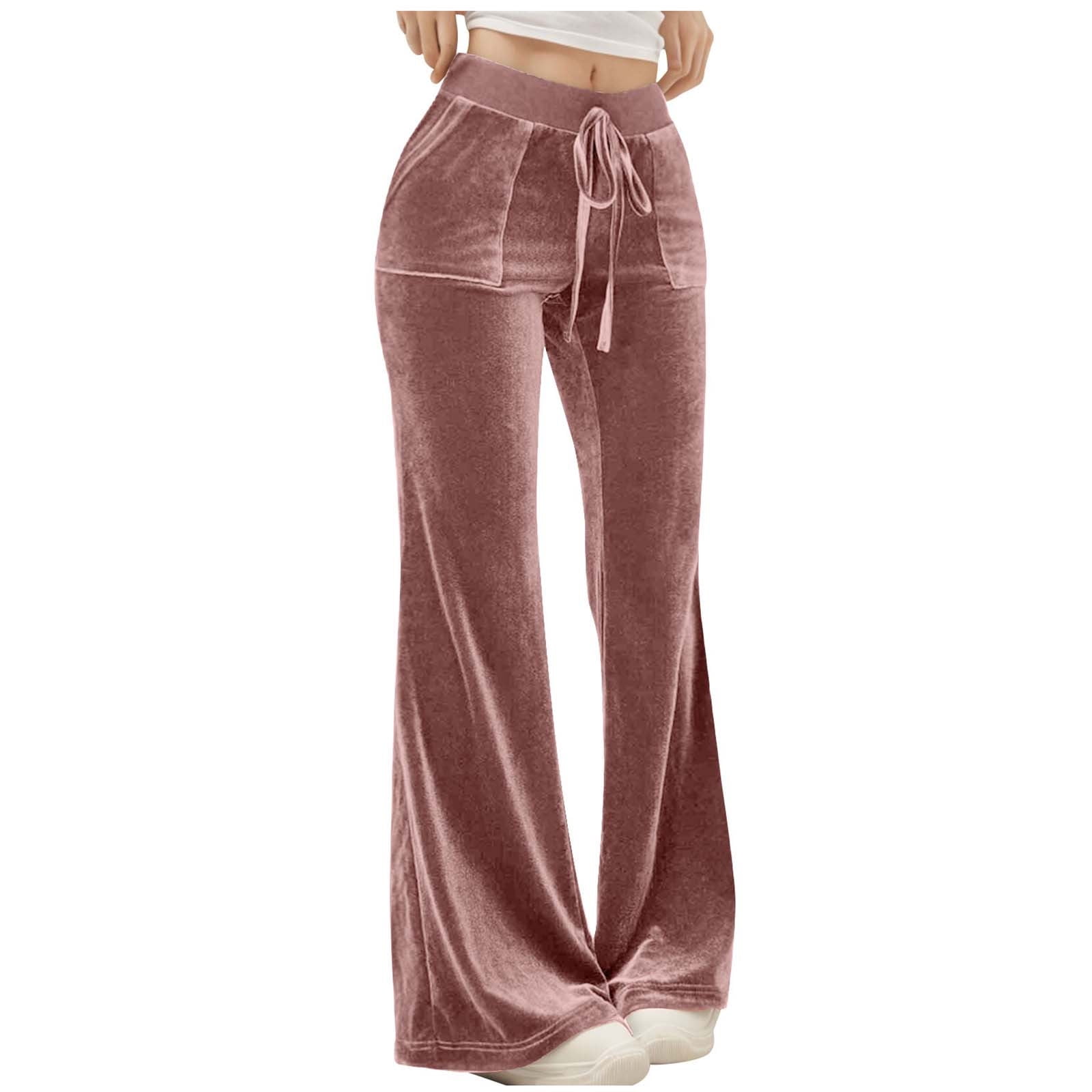 High Waist Wide Leg Pocketed Velvet Pants