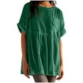 thumbnail image 1 of FAIWAD Velvet Tops for Womens Short Sleeve Plus Size Velvet Tops Pleated Flowy Tops with Pockets, 1 of 7