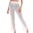 thumbnail image 1 of FAIWAD Wide Leg Cover Up Pants for Women Hollow Out Elastic Waist Drawstring Pants Baggy See Though Trousers, 1 of 3