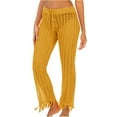 thumbnail image 1 of FAIWAD Wide Leg Cover Up Pants for Women Hollow Out Elastic Waist Drawstring Pants Baggy See Though Trousers, 1 of 3