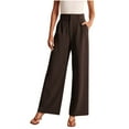 thumbnail image 1 of FAIWAD Wide Leg Suit Pants for Women High Waisted Elastic Dress Pants Office Work Business Straight Pants (XX-Large, Brown), 1 of 6