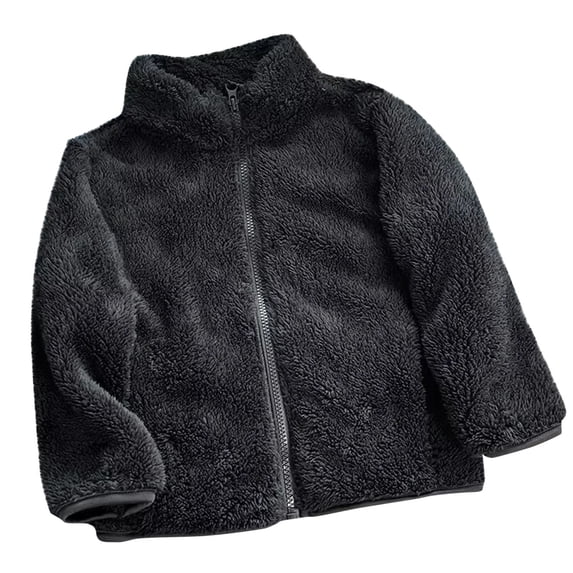 FAIWAD Winter Fleece Jacket for Unisex Toddler Kids Long Sleeve Zipper Stand Collar Loose Thick Warm Coat with Pocket