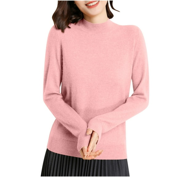 FAIWAD Winter Tops for Women Mock Neck Long Sleeve Knitted Blouse Casual Stretch Basic T-Shirts