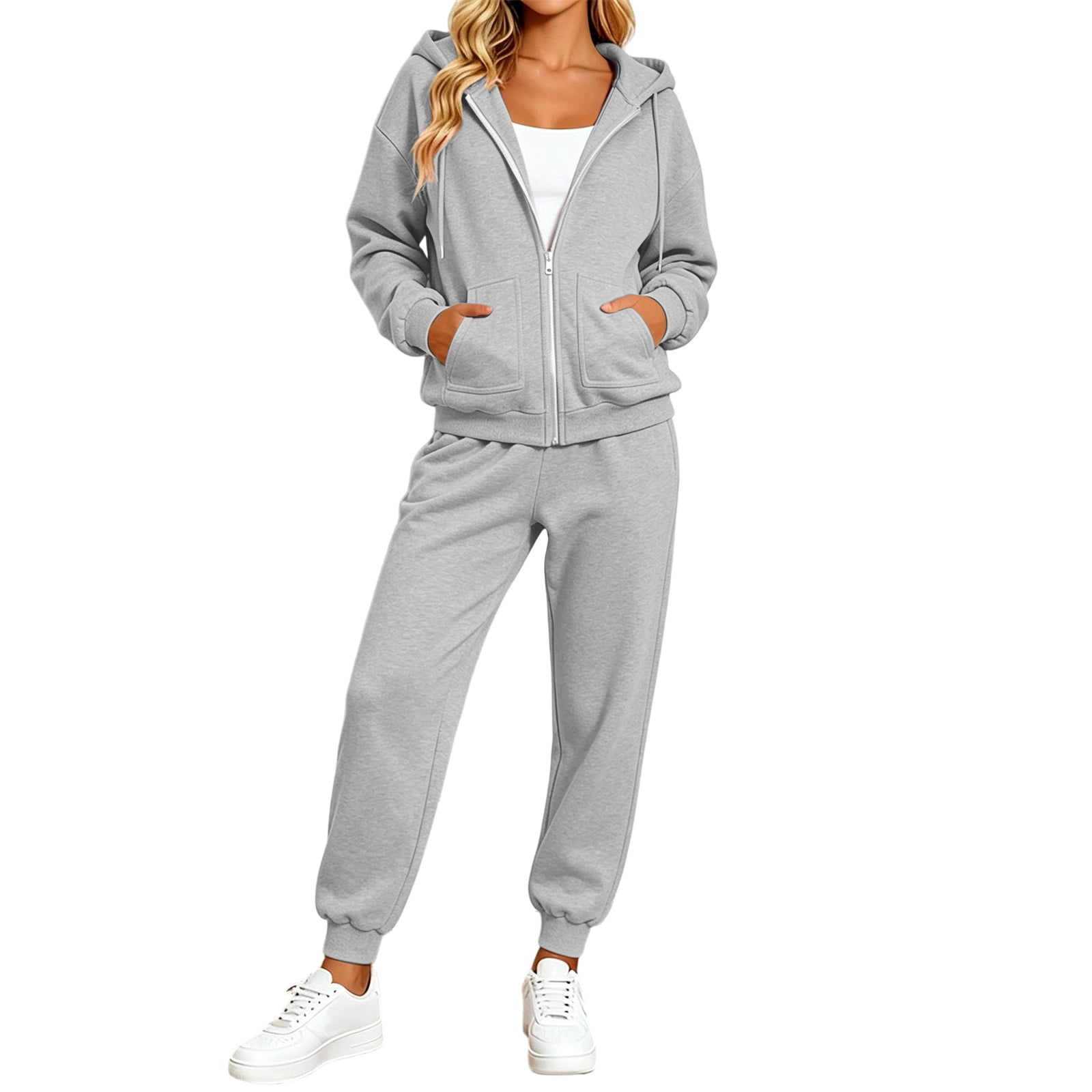 Vaquish 2 セットhoddie and joggers FAIWAD Women's 2 Piece Sweatsuit Zip Up Hoodie and Jogger Pants