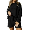 thumbnail image 1 of FAIWAD Women 2 Piece Outfits Loose Sweatsuits Round Neck Sweatshirts with Shorts Jogger Tracksuit, 1 of 4