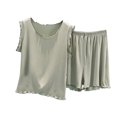 thumbnail image 1 of FAIWAD Women 2 Piece Pajama Set Sleeveless Ruffle Tank Top and Shorts Soft Comfy Pjs Sets Summer Loose Loungewear, 1 of 1