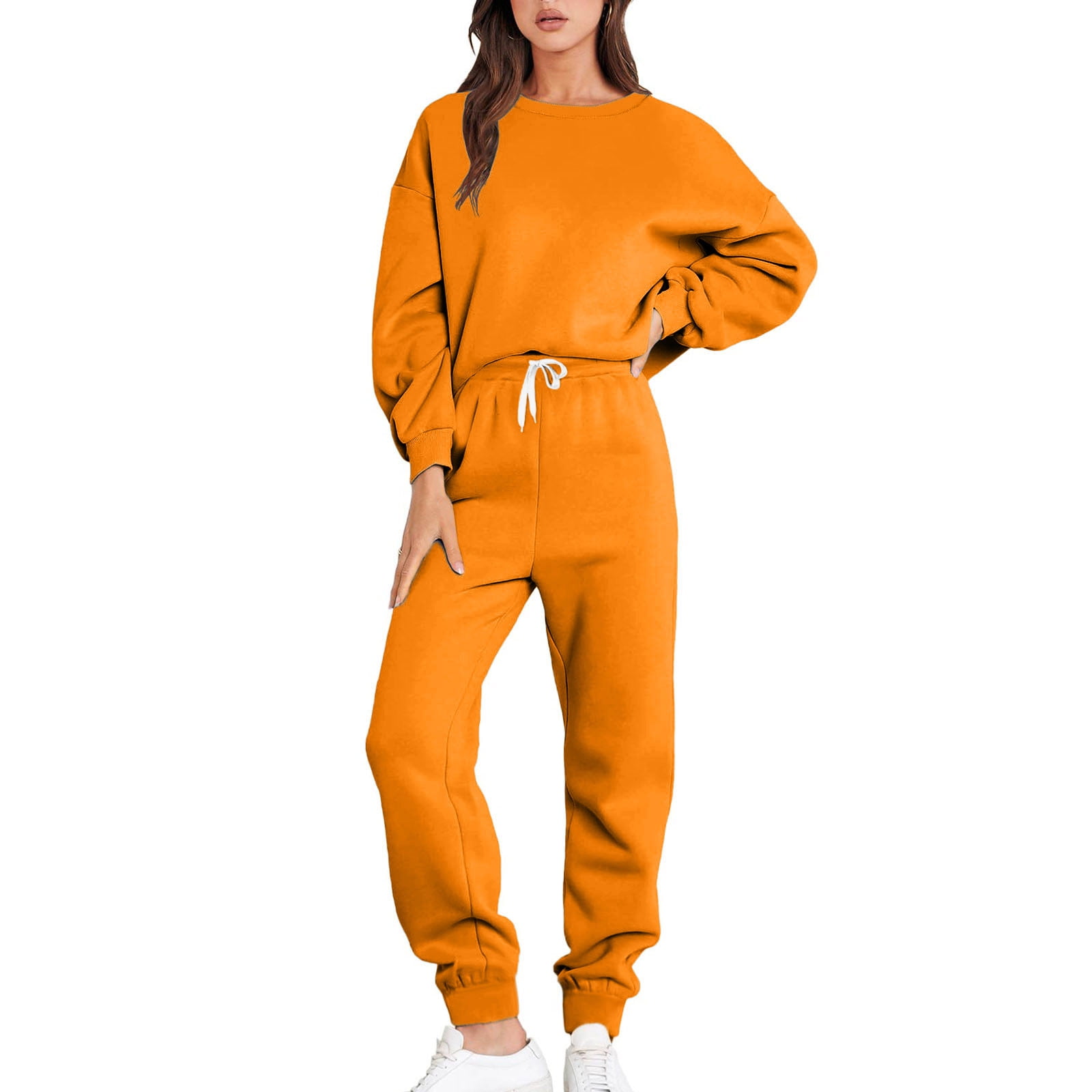 FAIWAD Suit for Womens Plus Size Solid Color Sweatsuit Long Sleeve Hooded  Pullover with Pockets Sweatpants Sets (Small, Pink)