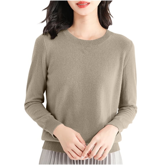 FAIWAD Women Basic Undershirts Long Sleeve Round Neck Soft Comfy Ribbed Kint Pullover Tops