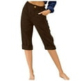 thumbnail image 1 of FAIWAD Women Capri Pants 2024 Summer Trendy Cotton Linen Cropped Trouser with Pockets Casual Workout Pants, 1 of 4