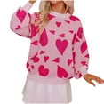 thumbnail image 1 of FAIWAD Women Casual Heart Sweater Loose Long Sleeve Crewneck Jumpers Cute Valentines Day Knitted Top, 1 of 3