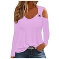 thumbnail image 1 of FAIWAD Women Cold Shoulder Tunic Tops Long Sleeve V Neck Solid Color Basic Shirts Fall Winter Casual Pullover Top, 1 of 5