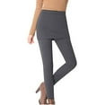 thumbnail image 1 of FAIWAD Women Fleece Lined Slim Leggings with Skirt Winter Warm High Waist Stretch Comfy Skirted Pants, 1 of 4