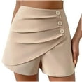 thumbnail image 1 of FAIWAD Women High Waisted Wide Leg Shorts Pants Button Pleated Solid Color Stretch Elegant Trousers (Medium, Beige), 1 of 5