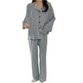 thumbnail image 1 of FAIWAD Women Pajamas Set Long Sleeve Button Down Sleepwear 2 Piece Long Sleeve Loung Nightwear, 1 of 7