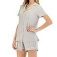 thumbnail image 1 of FAIWAD Women Pajamas Set Short Sleeve Lapel Button Shirt Tops and Elastic Waist Short Pants, 1 of 6