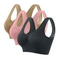 thumbnail image 1 of FAIWAD Women Plus Size 3-Pack Bra Seamless Sports Racerback Yoga Bralette Full Coverage Breathable Underwear, 1 of 5