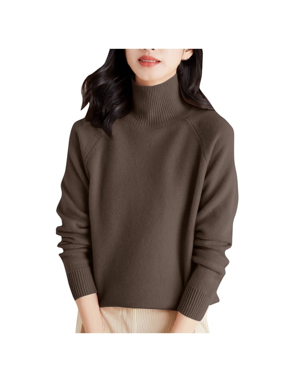 Women Sweaters Long Sleeve Turtleneck Ribbed Knit Base Layer Pullover Tops Casual Lightweight Fall Winter Warm Sweater