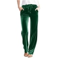 thumbnail image 1 of FAIWAD Women Velour Pants Elastic Waist Drawstring Soft Velvet Sweatpants Straight Leg Athletic Joggers with Pockets, 1 of 7