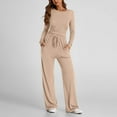 thumbnail image 1 of FAIWAD Women's 2 Piece Lounge Sets Long Sleeve Slim Crop Tops and Elastic Waist Wide Leg Pants Casual Outfits Tracksuit, 1 of 9
