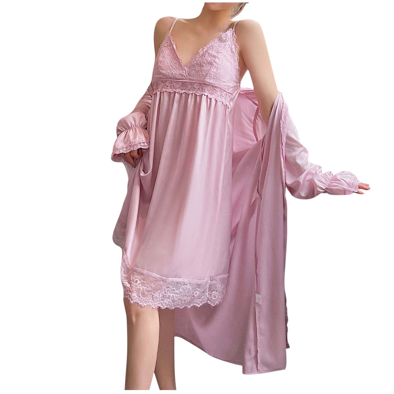 FAIWAD Women's 2 Piece Nightgown Robes Sets Lace Nightdress with Coat