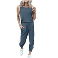 thumbnail image 1 of FAIWAD Women's 2 Piece Outfit Sleeveless Round Neck Tops with Sweatpants Active Tracksuit Lounge Wear, 1 of 5