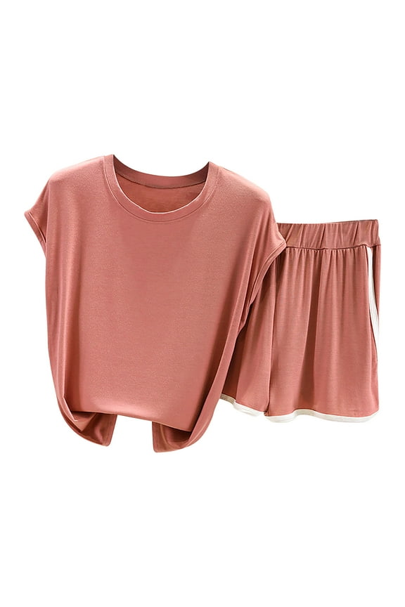 Women's 2 Piece Outfits Matching Workout Sets Oversized Short Sleeve T-Shirt and Biker Shorts Sets