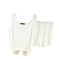 thumbnail image 1 of FAIWAD Women's 2 Piece Pajama Set V Neck Sleeveless Crop Tank Top and Shorts Loungewear Sleepwear Set, 1 of 4