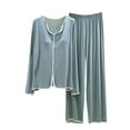 thumbnail image 1 of FAIWAD Women's 2 Piece Pajamas Set Long Sleeve Tops with Built in Bra Loose Wide Leg Pants Loungewear Set, 1 of 3