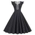thumbnail image 1 of FAIWAD Women's 50s 60s Vintage Dress Lace Short Sleeve V-Neck Dress Button Polka A-Line Cocktail Party Dress, 1 of 7