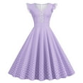 thumbnail image 1 of FAIWAD Women's 50s 60s Vintage Dress Lace Short Sleeve V-Neck Dress Button Polka A-Line Cocktail Party Dress, 1 of 7
