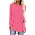 thumbnail image 1 of FAIWAD Women's Casual Tops Long Sleeve V Neck Pullover Tops Plus Size Solid Color Top Fall Winter Trendy Clothes, 1 of 5