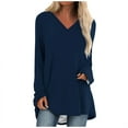 thumbnail image 1 of FAIWAD Women's Casual Tops Long Sleeve V Neck Pullover Tops Plus Size Solid Color Top Fall Winter Trendy Clothes, 1 of 5
