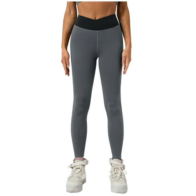 FAIWAD Women's Color Block Printed Sports Cropped Yoga Pants Stretch Slim  Leggings Sweatpants (Small, Black) 