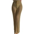 thumbnail image 1 of FAIWAD Women's Crochet Knit Pants Casual High Waist Cut Out Straight Trousers Beach Going Out Breathable Pants, 1 of 4
