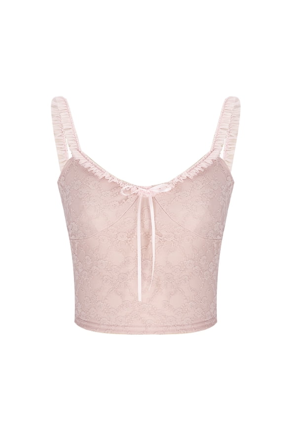 Women's Crop Tank Top Sleeveless Ruffle Strap Camisole Ruched Lace Cami Bustier Shirt Cute Going Out Tops