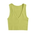 thumbnail image 1 of FAIWAD Women's Deep V Neck Crop Tops Sleeveless Seamless Racerback Ribbed Tank Top Slim Basic Vest, 1 of 3