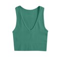 thumbnail image 1 of FAIWAD Women's Deep V Neck Crop Tops Sleeveless Seamless Racerback Ribbed Tank Top Slim Basic Vest, 1 of 3