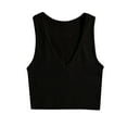 thumbnail image 1 of FAIWAD Women's Deep V Neck Crop Tops Sleeveless Seamless Racerback Ribbed Tank Top Slim Basic Vest, 1 of 3