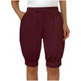 thumbnail image 1 of FAIWAD Women's Elastic Waist Knee-Length Trousers with Pockets Loose Casual Cropped Sweatpants Shorts Summer, 1 of 6