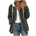thumbnail image 1 of FAIWAD Women's Fall Winter Open Front Cardigan Fleece Jacket Zip Striped Hoodies Warm Jacket Coat, 1 of 5