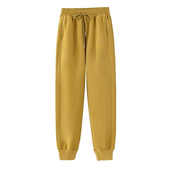 FAIWAD Women's Fall Winter Sports Straight Leg Sweatpants Drawstring Elastic Waist Lounge Workout Pants (X-Large, Yellow)