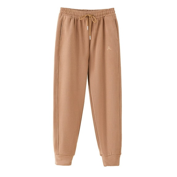 FAIWAD Women's Fall Winter Sports Straight Leg Sweatpants Drawstring Elastic Waist Lounge Workout Pants (XX-Large, Khaki)