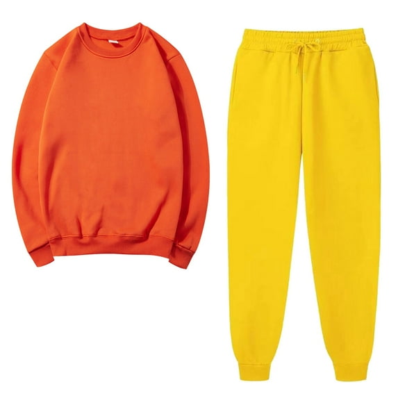 FAIWAD Women's Fall Winter Trendy Solid Color Round Neck Top with Long Pants Lounge Plus Size Tracksuit