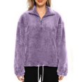 thumbnail image 1 of FAIWAD Women's Flannel Sweatshirt Quarter Zip Fleece Pullover with Drawstring Fuzzy Winter Warm Tops, 1 of 9