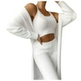 thumbnail image 1 of FAIWAD Women's Fuzzy 3 Piece Suit Outfit Open Front Cardigan Crop Tank Tops Straight Leg Pants Lounge Sets, 1 of 4