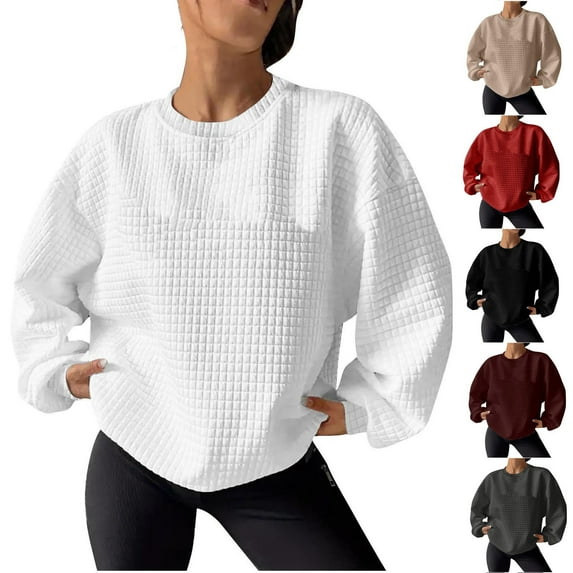 FAIWAD Women's Hoodless Sweatshirt Casual Crewneck Long Sleeve Pullover Tops Fall Winter Outdoor Sports Clothes